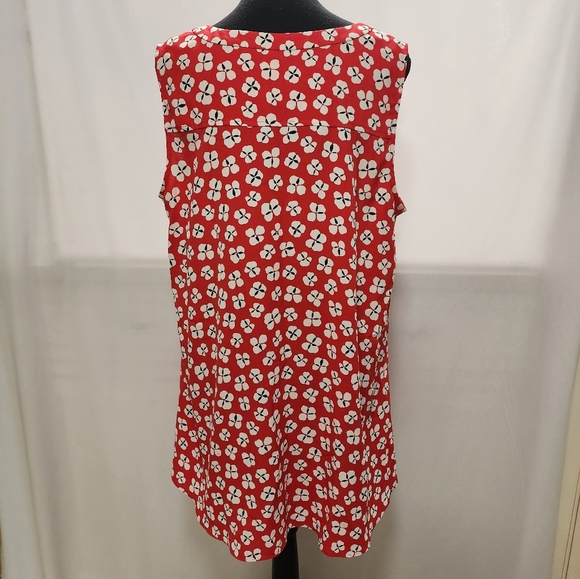 Calvin Klein Red, White And Black Floral Red Top - Picture 5 of 11